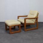 Lounge Chair With Ottoman In Leather By Poul Jeppesen For Holstebro Denmark, 1970s thumbnail 12