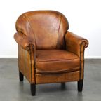 Leuke Vintage Schapenleren Fauteuil/ Armchair Met Prachtige Kleuren En Een Fijne Zit thumbnail 2