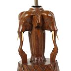 Grote Massief Teak Olifanten Lamp Vintage Tafellamp Sixties thumbnail 9