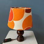 Vintage Space Age Tafellamp Met Oranje Stoffen Kap thumbnail 9