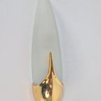 Vintage Art Deco Wandlamp Glas Messing Italië ‘70 Regency thumbnail 3