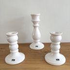 Set Van 3 Witte Vintage Zweedse Kandelaren Van Guldkroken thumbnail 5