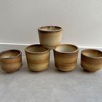 Set Van 5 Vintage Bruin - Beige Keramiek Bloempotten thumbnail 6