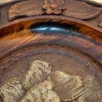 Groot Handgesneden Houten Bord, Folk Art Ontwerp Uit De Jaren '60 thumbnail 6