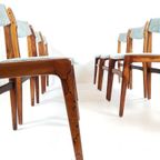 8 Deense Erik Buch Stoelen Lichtblauwe Rib Diner Chairs thumbnail 2