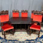 Set Van 6 Stoelen In Neogotische Stijl. thumbnail 10