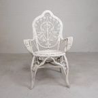 Vintage Bamboe, Rotan Fauteuil Met Armleuningen, Jaren 50 thumbnail 5