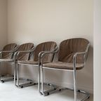 Vier Vintage Chromen Slede Eetkamerstoelen thumbnail 5