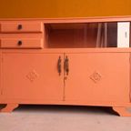 Vintage Brocante Dressoir, Kast Met Vitrine Gedeelte, Kastje thumbnail 17