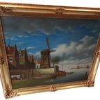 Jan Peypers "Bij Dordrecht" 1871-1950. Groot Werk. thumbnail 3