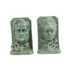 Boekensteunen Buste Wagner Beethoven Gips Gesigneerd thumbnail 9