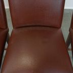 Set Van 4 Luxe En Comfortabele Cognac-kleurige Engelse Stijl Eetkamerstoelen thumbnail 9