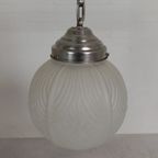 Art Deco Hanglamp Met Ronde Bol Met Geometrische Patronen, Jaren 30 thumbnail 5