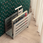 Vintage Brushed Stainless Steel Magazine Rack thumbnail 8