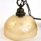 Vintage Hanglamp Messing / Glas thumbnail 6