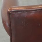 Prachtige, Strak Afgewerkte Design Fauteuil/Armchair Gemaakt Van Schapenleer thumbnail 12