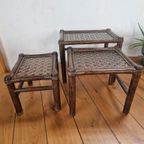 Vintage Manou Bamboe Nest Tafeltjes Mimi Set Jaren 70. thumbnail 10