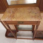 Staande Art Deco Wandkapstok Met Spiegels En Marmer Platen, Jaren 30 thumbnail 14