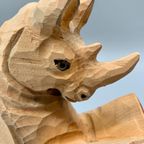 Vintage Boekensteun Neushoorn Hout thumbnail 6