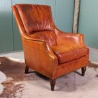 Cognackleurige Vintage Schaapsleren Fauteuil thumbnail 3