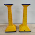 Kaarsenstandaard Kandelaar Geel Blauw Geglazuurd Portugees thumbnail 2