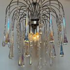 Opaline Murano Teardrop Kroonluchter Hanglamp Vintage thumbnail 8