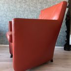 2X Leolux Dolcinea Fauteuil + Hocker | Roodbruin/Cognac Leer thumbnail 21