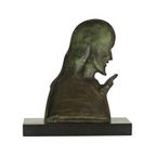 Bronzen Art Deco Beeld Christus Profiel Salvatore Melani Kunst 1930 thumbnail 4
