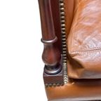 Cognac Kleurige Lederen Armzetel In Mahoniehout thumbnail 5