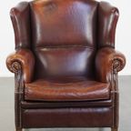 Vintage Schapenleren Oorfauteuil Met Een Heerlijk Zitcomfort En Een Mooi Patina thumbnail 9
