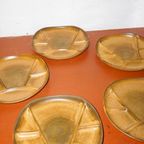 Mid-Century Gres Fondue Plates * Set Of 7 * Hot Pot Plates * 1970S * Longchamp * Sandstone Cermamic thumbnail 3