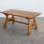 Brutalist Eettafel | Vintage Tafel | Jaren 50 | Eiken thumbnail 8