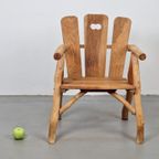 Vintage Brutalist Stoel Hout Armchair ’80 France Design thumbnail 4