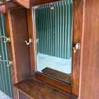 Art Deco Kapstok Eik Messing Met Facetspiegel thumbnail 4