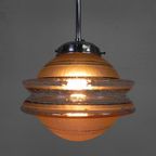 Art Deco Hanglamp Met Ufo-Vormige Glazen Bol, Jaren 30 thumbnail 6