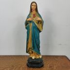 Antiek Vintage Beeld Heiligenbeeld Van Maria In Gips 2107 thumbnail 5