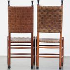 Set Van 6 Schuitema Eetkamerstoelen Uit De Shaker Collectie Met Gevlochten Leren Zitting thumbnail 5
