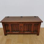 Vintage Eikenhouten Dekenkist Speelgoedkist Kist Salontafel thumbnail 5