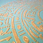 Salontafel In Turquoise Met Goud Patronen thumbnail 6