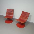 Marcus Arvonen Voor Ikea (ps 2009) - 2 Rode Draaifauteuils Brygga thumbnail 8