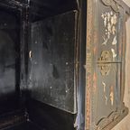 Vintage Chinese Lakkast Vogels Bloemen (speksteen) Bohemian Kast / Oosterse Kast / Aziatische Kast thumbnail 16