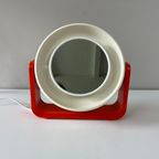 Spiegel Space Age, 2-zijdig Oranje-wit Tafel Of Wand Vintage thumbnail 2
