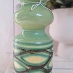 Vintage Aardewerk Vaas, Groen Met Zwart En Geel, Seventies thumbnail 2