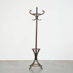 Charmante, Sierlijke Staande Bentwood Vintage Kapstok/ Parapluhouder In Thonet Stijl thumbnail 2