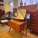 Vintage Deense Make-up Kaptafel Spiegel Make Up Opmaak Tafel thumbnail 5