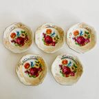 Vintage Set Petit Four Bordjes Porselein Rozen thumbnail 3