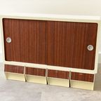 Vintage Plastic Badkamer Kastje Met Schuifdeurtjes En Lades - Teak Look thumbnail 9