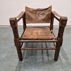 Vintage Safari Stoel Jaren 70 Fauteuil Leren Stoel thumbnail 22