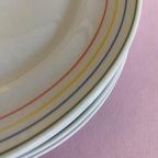 5X Vintage Gebaks / Ontbijtbord Regenboog Rand thumbnail 3