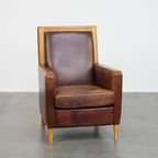 Mooie En Comfortabele Schapenleren Art Deco Design Fauteuil Met Een Prachtige Kleur thumbnail 11